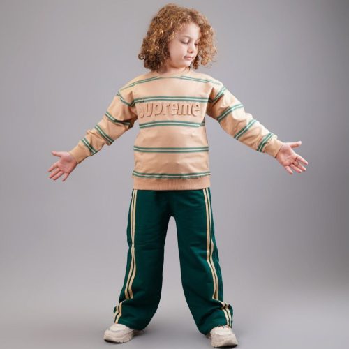 فروش عمده ست بلوز شلوار دخترانه پسرانه superme کد 132768
