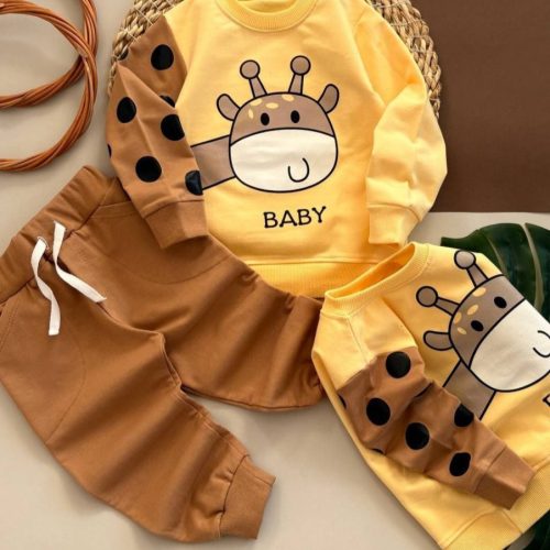 فروش عمده ست بلوز شلوار دخترانه پسرانه زرافه کد 132835