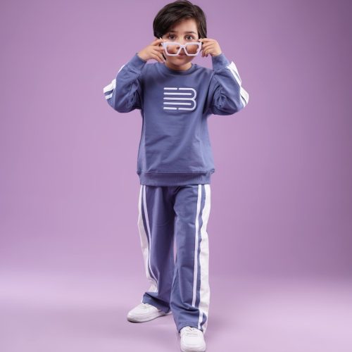 ست بلوز شلوار پسرانه گلدوزی برجسته B کد 134255 - خرید ست بلوز شلوار پسرانه عمده