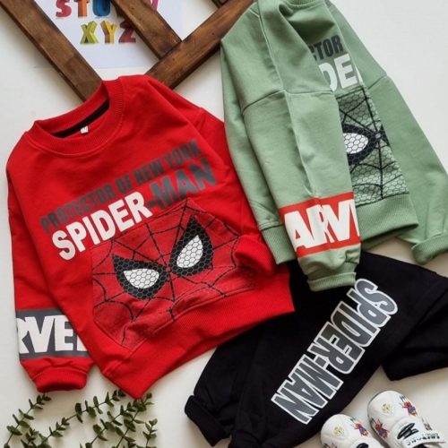 ست بلوز شلوار اسپرت پسرانه اسپایدرمن کد 134405 - خرید ست بلوز شلوار پسرانه عمده