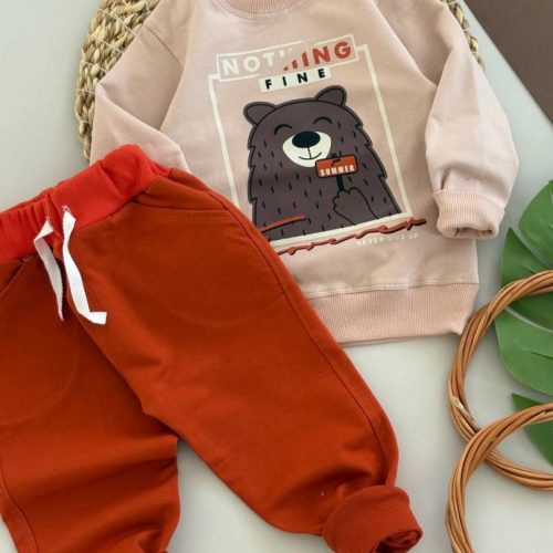 ست بلوز شلوار اسپرت پسرانه خرسی کد 135381 - خرید ست بلوز شلوار پسرانه عمده