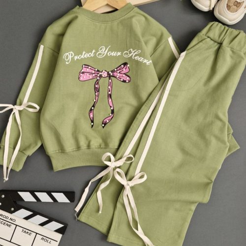 ست بلوز شلوار بگ دخترانه پاپیون کد 136822 - خرید ست بلوز شلوار دخترانه عمده