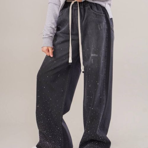 شلوار فول بگ دخترانه نگینی کد 137145 - خرید شلوار دخترانه عمده