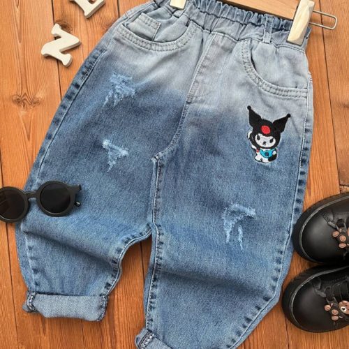 شلوار لی دخترانه کرومی کد 138273 - خرید شلوار دخترانه عمده