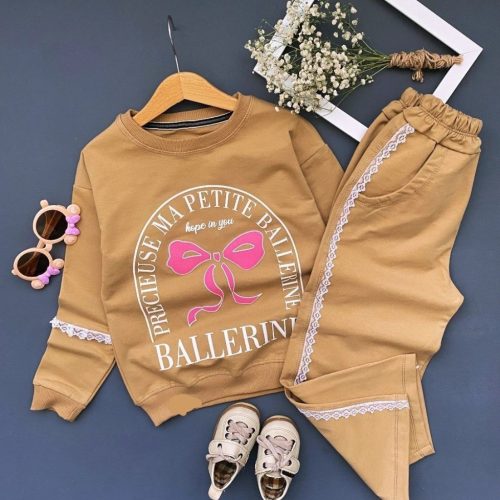 ست بلوز شلوار دخترانه طرح پاپیون کد 138897 - خرید ست بلوز شلوار دخترانه عمده