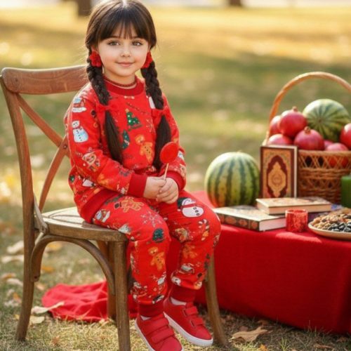 ست بلوز شلوار یلدایی پسرانه دخترانه کد 139975 - خرید ست بلوز شلوار دخترانه عمده