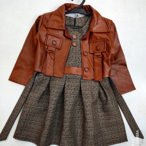 سارافون سارافون کاپشن دخترانه طرح چرم کد 139983 - خرید سارافون دخترانه عمده