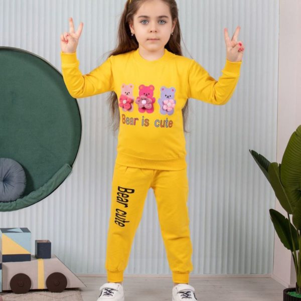 فروش عمده ست بلوز شلوار دخترانه گل برجسته - ست بلوز شلوار دخترانه عمده