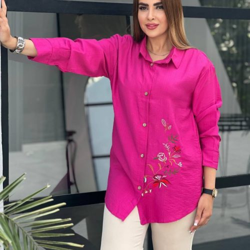 فروش عمده شومیز زنانه پارچه بابوس گلدوزی - شومیز زنانه عمده