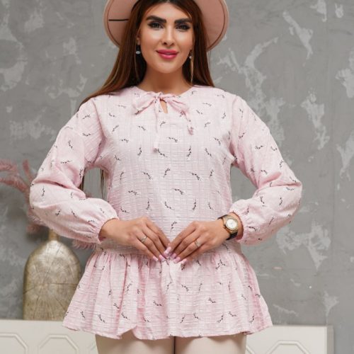 فروش عمده شومیز زنانه عروسکی یقه کوبایی - شومیز زنانه عمده