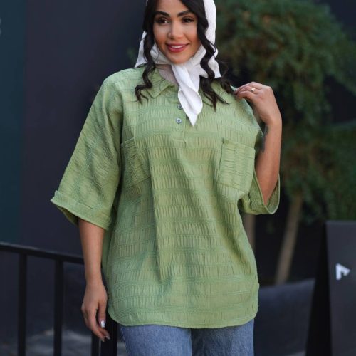 فروش عمده شومیز زنانه ۳ دکمه دو جیب - شومیز زنانه عمده
