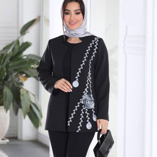 فروش عمده 🤩🤩کت تک زنانه مازراتی مدل گل رز - کت و شلوار زنانه عمده