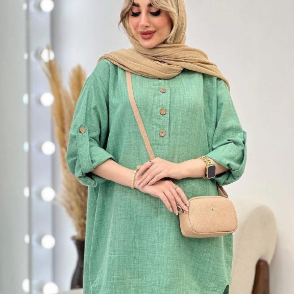 فروش عمده تونیک زنانه شانتون بغل دکمه - تونیک زنانه عمده