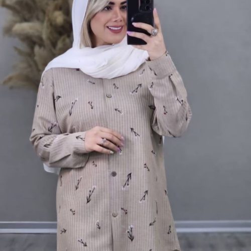 فروش عمده شومیز طرح دار زنانه گل گچی - شومیز زنانه عمده