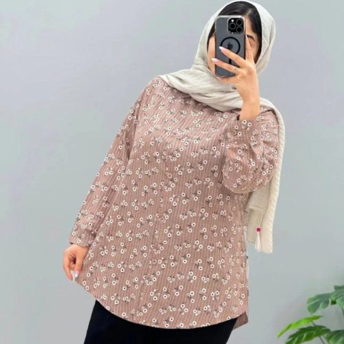 فروش عمده شومیز طرح دار زنانه گل گچی - شومیز زنانه عمده