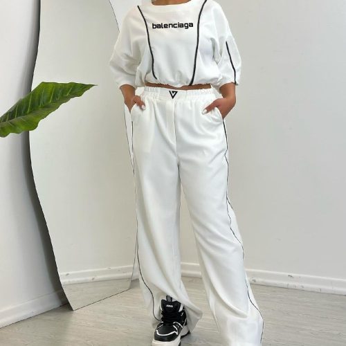 فروش عمده ست کراپ شلوار زنانه بالنسیاگا - ست تیشرت شلوار زنانه عمده