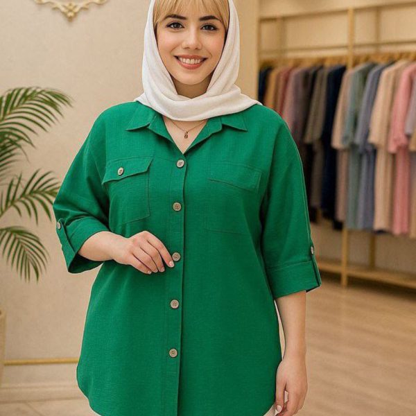 فروش عمده 🔥 شومیز زنانه آستین بند دکمه - شومیز زنانه عمده