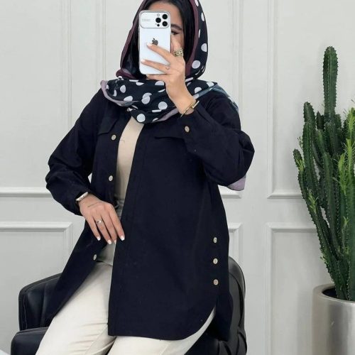 فروش عمده شومیز زنانه محرمی مشکی تک بغل دکمه - شومیز زنانه عمده