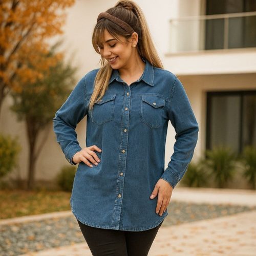 فروش عمده شومیز زنانه جین دو جیب - شومیز زنانه عمده