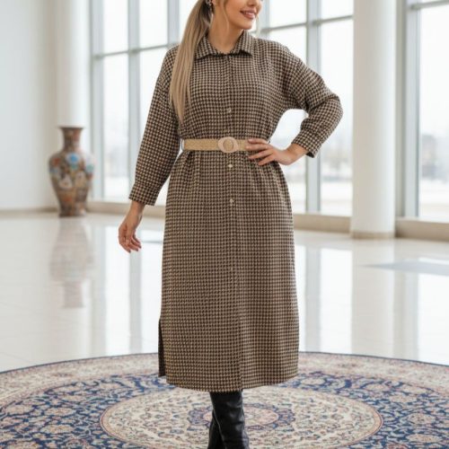 فروش عمده پالتو پشمی زنانه کمر بند دار - کاپشن و هودی زنانه عمده