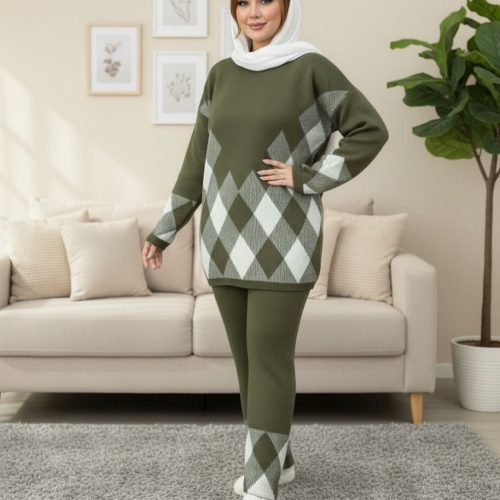 فروش عمده ست بلوز شلوار بافت زنانه کد 130359