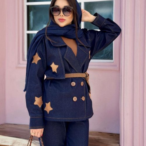 کت زنانه مزونی مدل ترنج کد 134202 - خرید کت و شلوار زنانه عمده