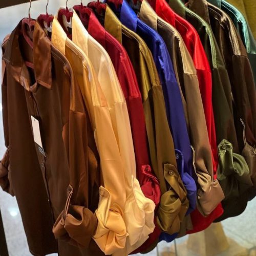 شومیز زنانه ساتن آستین گت کد 136661 - خرید شومیز زنانه عمده