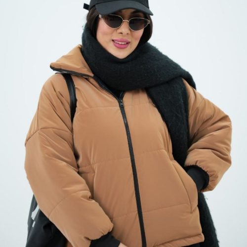 کاپشن زنانه سیلیکونی یقه دار کد 136676 - خرید کاپشن و هودی زنانه عمده