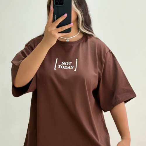 فروش عمده تیشرت لانگ زنانه باکسی not day کد 131609