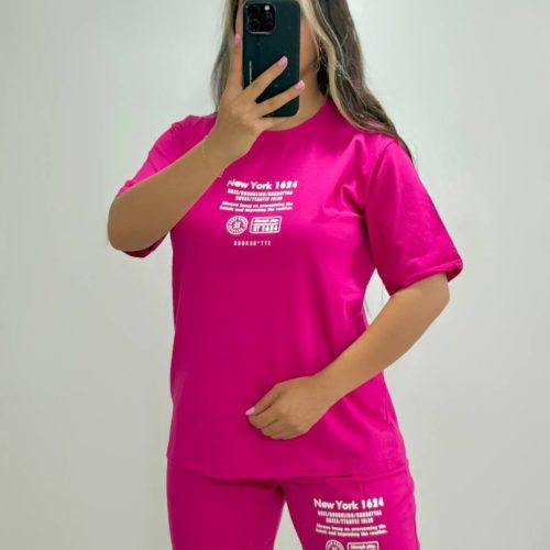 ست تیشرت و شلوارک زنانه پنبه کد 133458 - خرید ست تاب شلوارک زنانه عمده