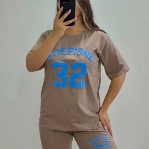 ست تیشرت و شلوارک زنانه پنبه کد 133460 - خرید ست تاب شلوارک زنانه عمده