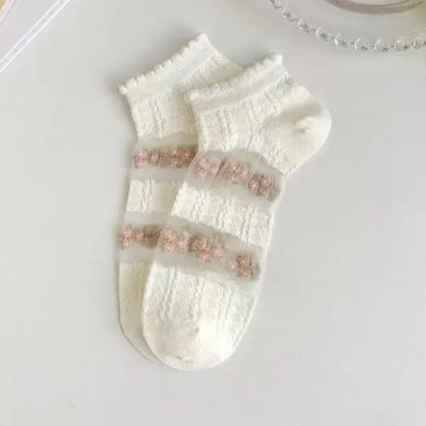 فروش عمده 🌱 جوراب مچی زنانه شیشه ای توت فرنگی - جوراب زنانه عمده