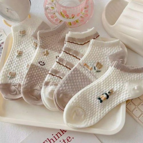 فروش عمده 🌱 جوراب مچی زنانه گل برجسته - جوراب زنانه عمده