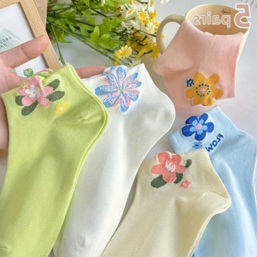 فروش عمده 🔥 جوراب زنانه مچی خارجی گل برجسته - جوراب زنانه عمده