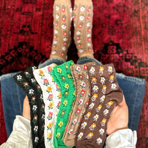 فروش عمده 🔥 جوراب مچی زنانه برجسته گل ریز - جوراب زنانه عمده