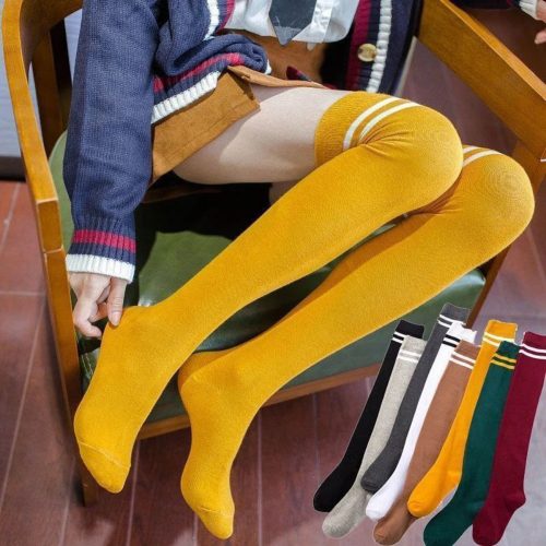فروش عمده 🔥 جوراب زنانه بالا زانویی خط دار - جوراب زنانه عمده