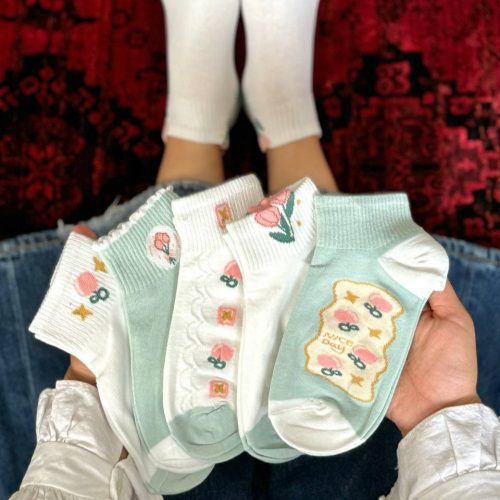 فروش عمده جوراب مچی زنانه خارجی طرح ترکیبی - جوراب زنانه عمده