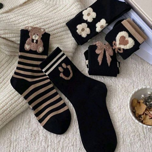 فروش عمده 🔥 جوراب ساقدار زنانه ترکیبی بوکله دار خارجی کد 132794