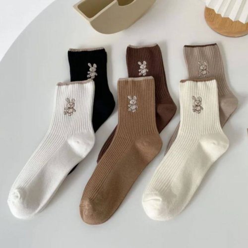 فروش عمده جوراب ساقدار زنانه کبریتی گلدوزی خرگوش خارجی کد 132800