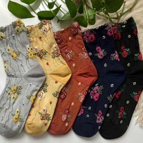 فروش عمده 🔥 جوراب ساقدار زنانه گل برجسته خارجی کد 132815