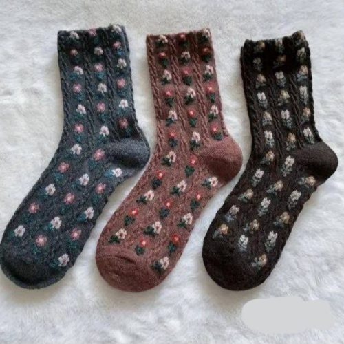 جوراب ساقدار زنانه شکوفه ریز خارجی کد 133451 - خرید جوراب زنانه عمده