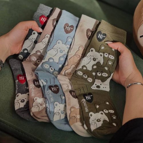 جوراب ساقدار زنانه فانتزی گربه خارجی کد 133452 - خرید جوراب زنانه عمده