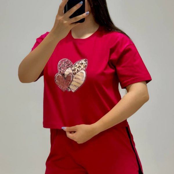 فروش عمده ست کراپ شورتک زنانه فری سایز ۳۸ تا ۴۴ - تاپ و تیشرت زنانه عمده
