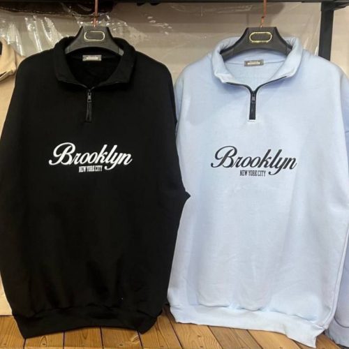 فروش عمده هودی نیم زیپ مردانه دورس ۳ نخ کد 132613