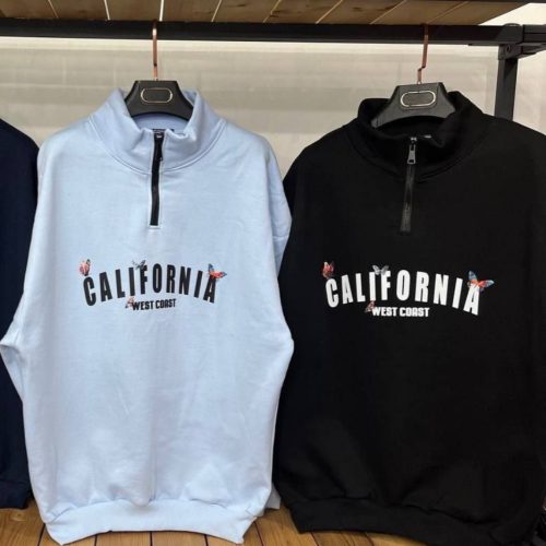 فروش عمده هودی نیم زیپ مردانه دورس ۳ نخ کد 132615