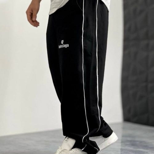 فروش عمده شلوار بگ مشکی مردانه پارچه گلکسی دو نوار کد 132754