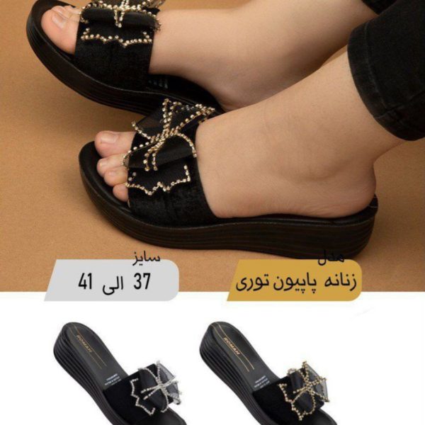 فروش عمده صندل زنانه مدل پاپیون توری - صندل زنانه عمده