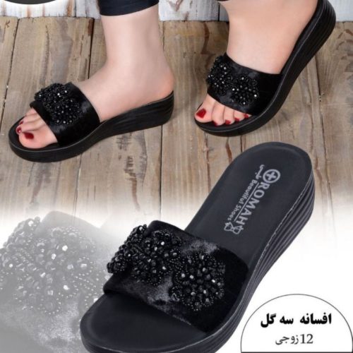 فروش عمده صندل زنانه مدل سه گل - صندل زنانه عمده