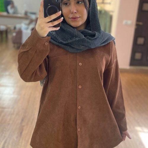 فروش عمده شومیز زنانه تک جیب مخمل کبریتی کد 131605