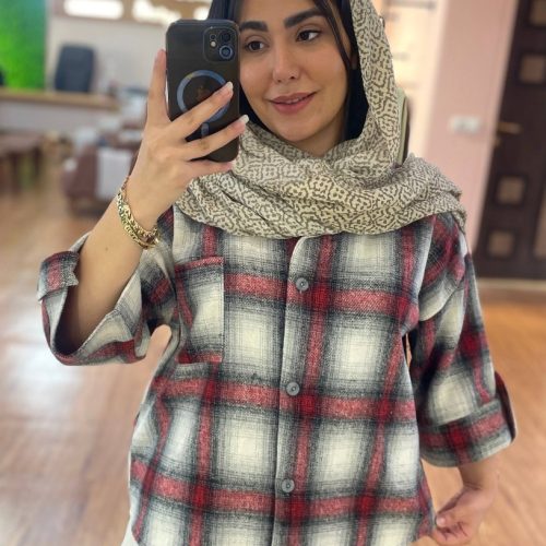 فروش عمده شونیز زنانه چهارخونه پشمی یقه انگلیسی کد 132111